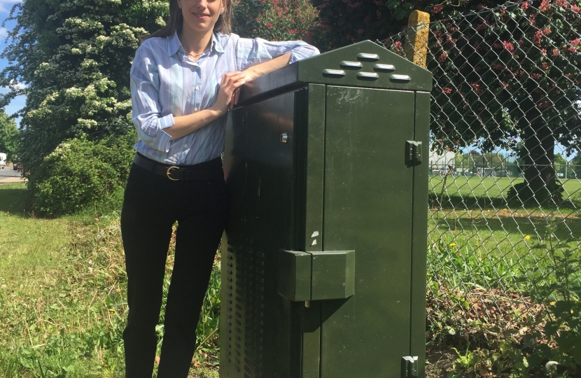 Helen at fibre broadband cabinet