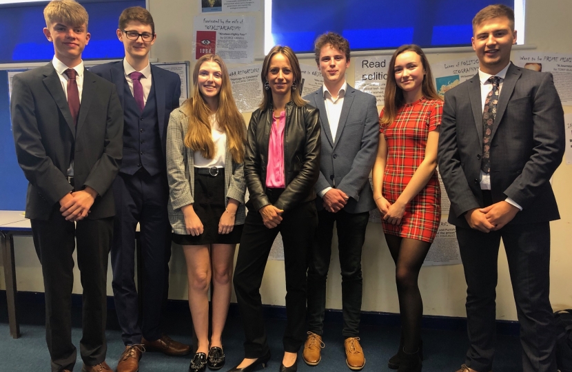 Helen with sixth form students at QE Grammar School