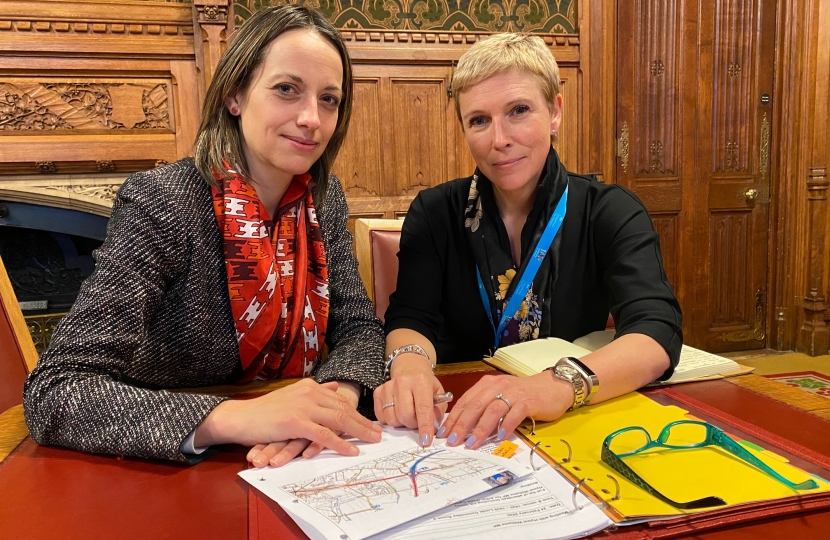 Helen with Roads Minister, Baroness Vere