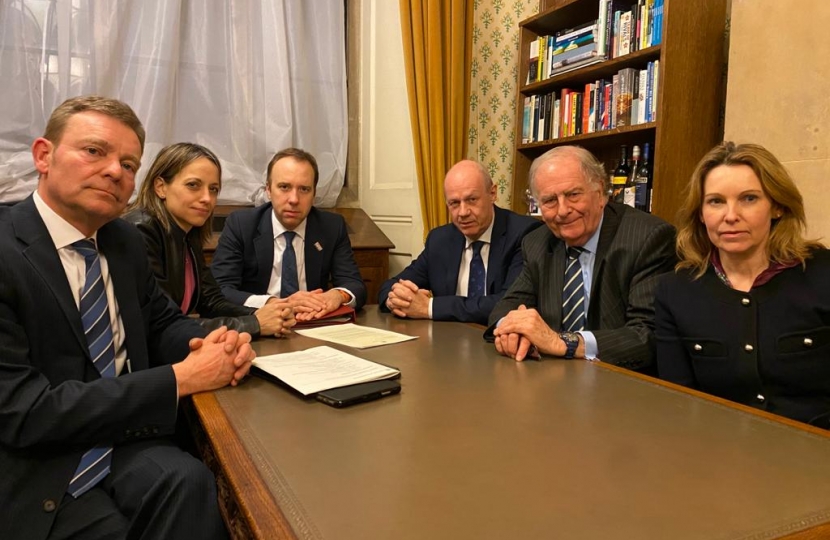 Helen with East Kent MPs and the Health Secretary, Matt Hancock