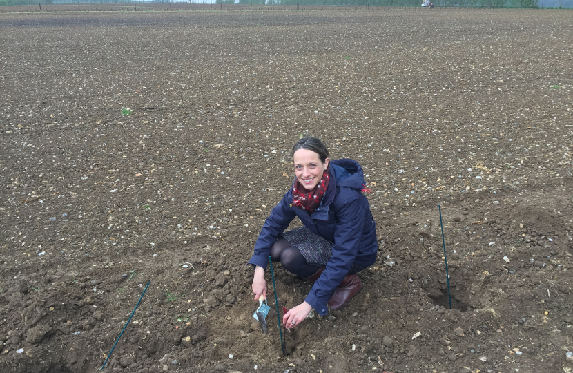 Helen planting a tree 