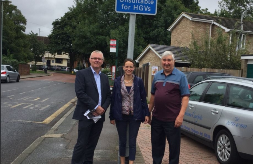 Helen campaigning to stop HGVs using back roads