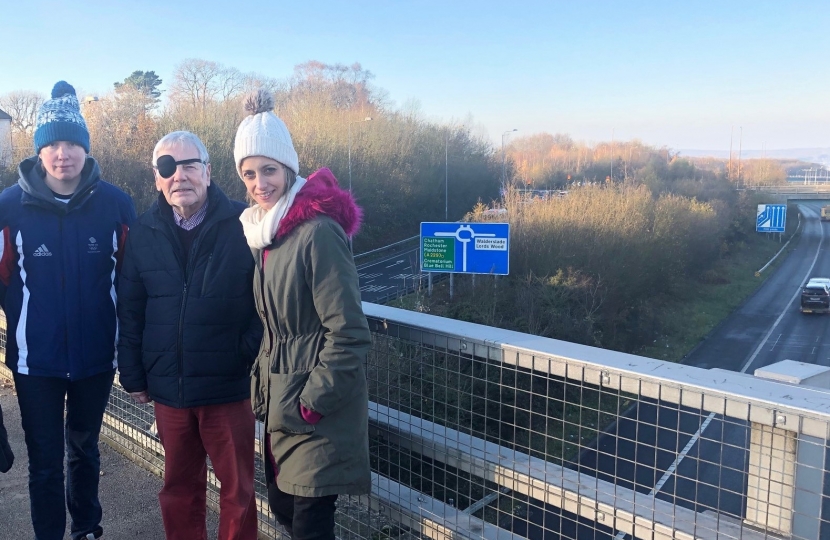 Helen with Tracey Crouch MP and Cllr Bob Hinder at Blue Bell Hill