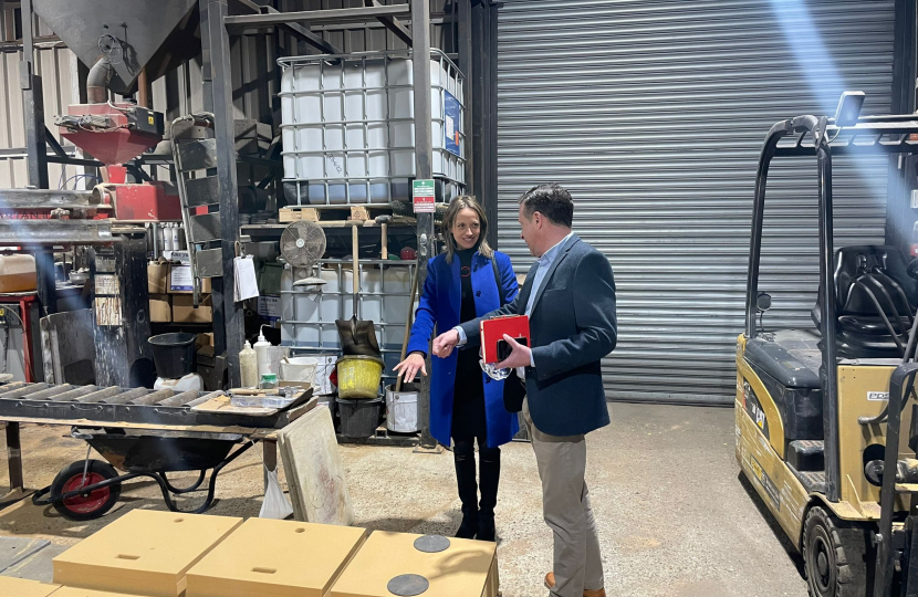 Helen visiting a local foundry