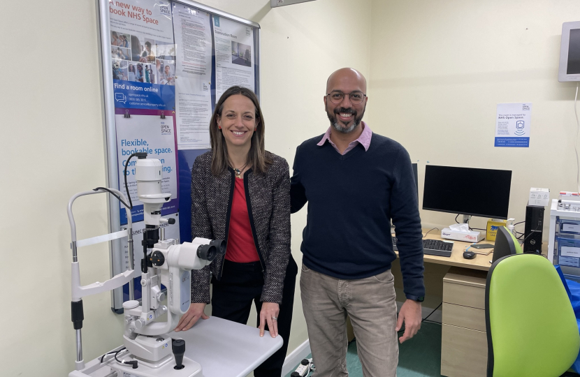 Helen and Dr Gupta at the Faversham Medical Practice