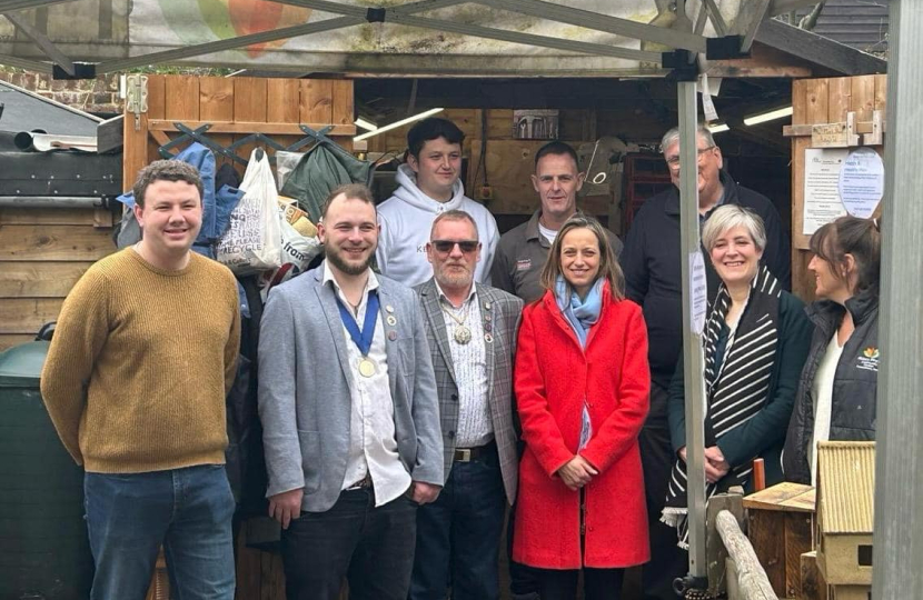 Helen Whately MP with volunteers at Faversham Men's Shed