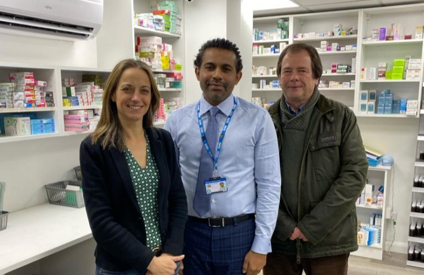 Helen Whately MP with Teynham pharmacist and local councillor Julien Speed