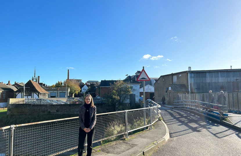 Helen at the swing bridge