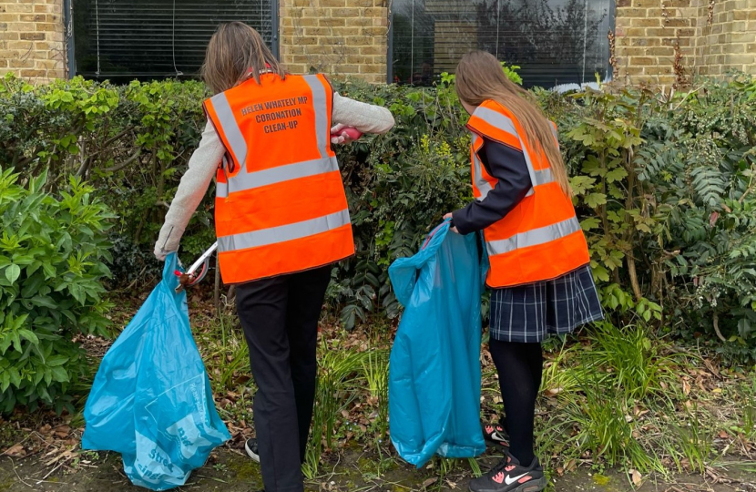 Helen at a litter pick she organised for the Coronation