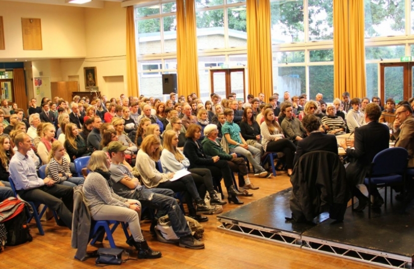 A packed hall at Queen Elizabeth's grammar school