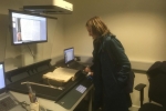 Helen looking at the Kent archives