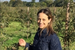 Helen visiting an orchard in Kent