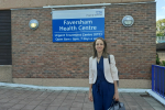 Helen outside Faversham Health Centre