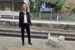 Helen and her dog Alfie at Bearsted station