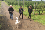 Helen at an apple farm in the constituency