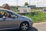 Helen at Brenley Corner roundabout