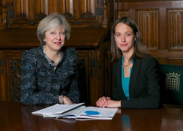 Theresa May and Helen Whately