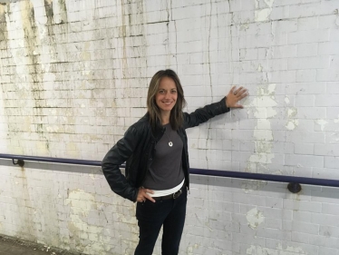 Helen at the Faversham station underpass