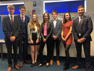 Helen with sixth form students at QE Grammar School