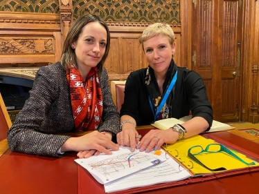 Helen with Roads Minister, Baroness Vere