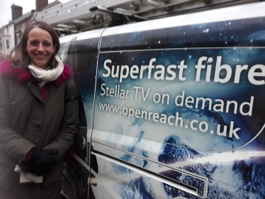 Helen with superfast broadband van