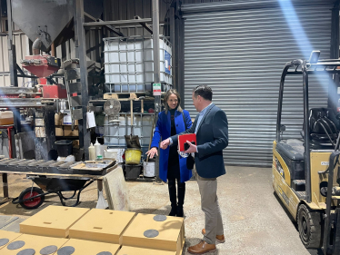 Helen visiting a local foundry