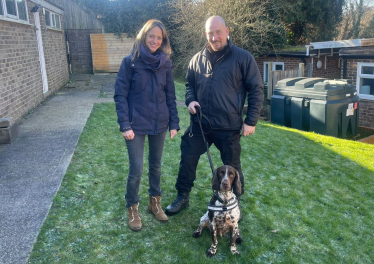 Helen with police dog Trigger