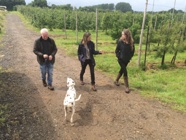 Helen at an apple farm in the constituency