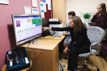 Helen on a visit in her role as Health Minister