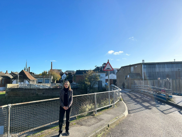 Helen at the swing bridge